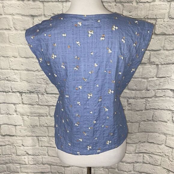 Ana women XS v-neck short sleeve floral print top blue brand new - Picture 8 of 10